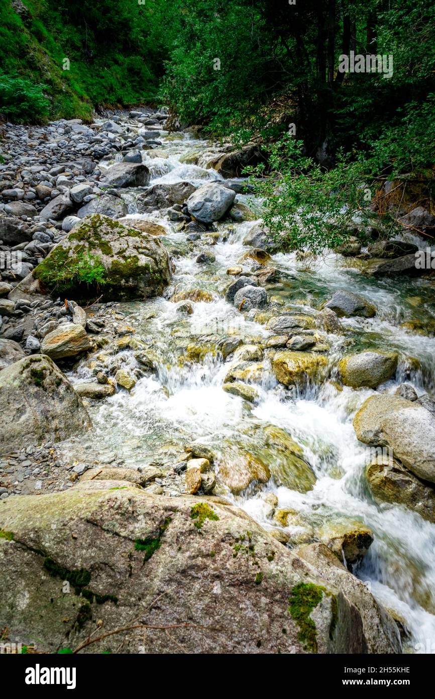 Escursioni alle Cascate Schwarzbach Ahrntal Alto Adige Italia Foto Stock