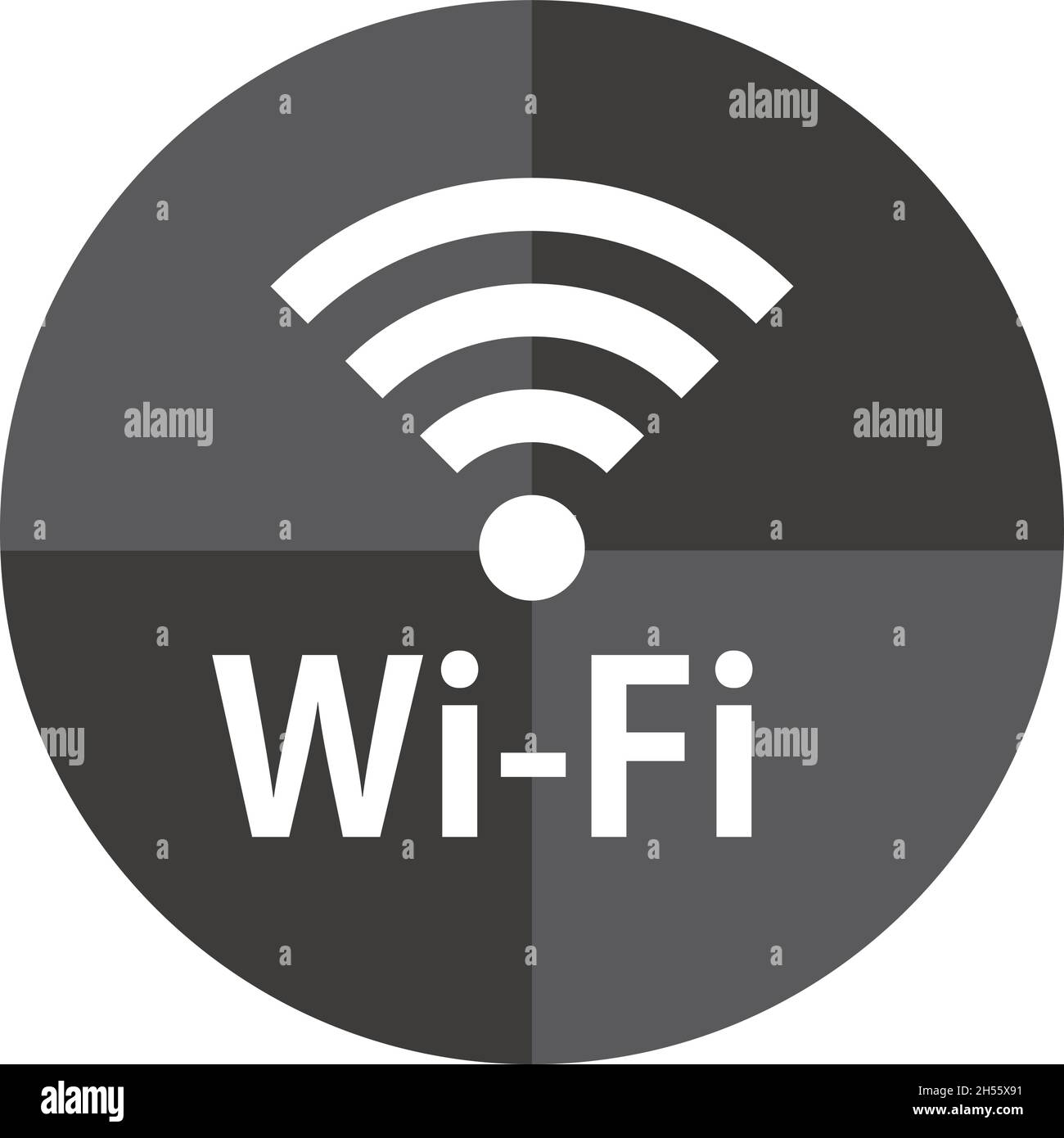 L'icona Wi-Fi in nero e grigio è un'utile illustrazione vettoriale che dà una bella impressione. Illustrazione Vettoriale