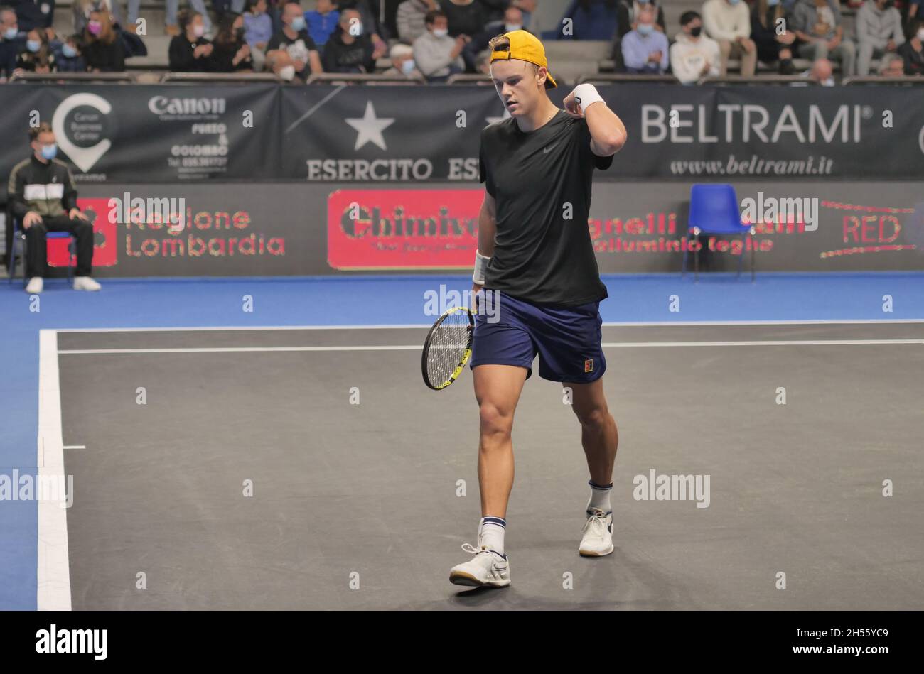 ATP torneo internazionale di sfidante città di Bergamo, prima semifinale con la stella nascente del tennis mondiale Holger Vitus Rune Foto Stock