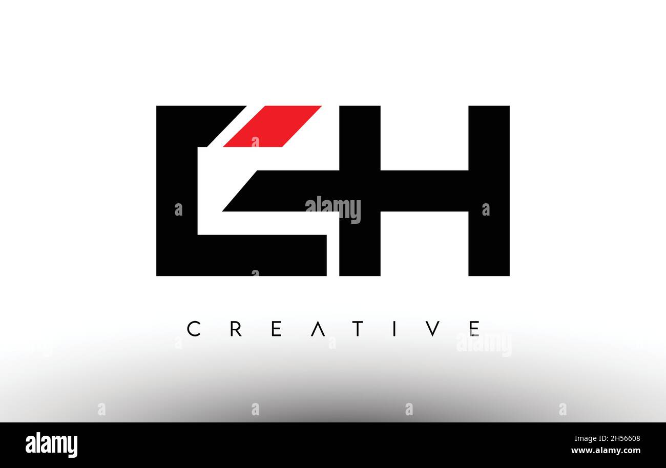 EH Creative Modern Letter Logo Design. EH icona lettere logo Vector Illustrazione con colori nero e rosso Illustrazione Vettoriale