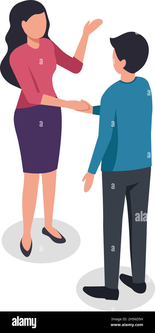 Partner commerciali di comunicazione, trattare o risolvere il problema. Comunicare il contratto di affari, la collaborazione e la stretta di mano, il successo della gente nel lavoro di squadra, corporate di contratto, illustrazione vettoriale Illustrazione Vettoriale