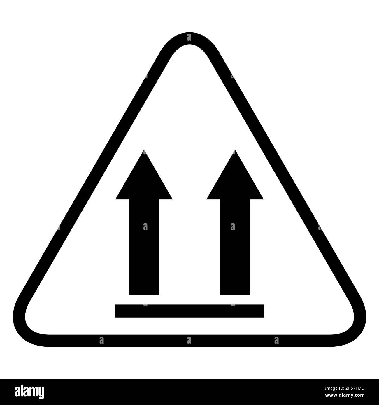 Questa icona di avvertenza piatta con il lato superiore isolata su sfondo bianco. Simbolo della confezione, etichetta illustrazione vettoriale. Trasporto di consegna . Illustrazione Vettoriale