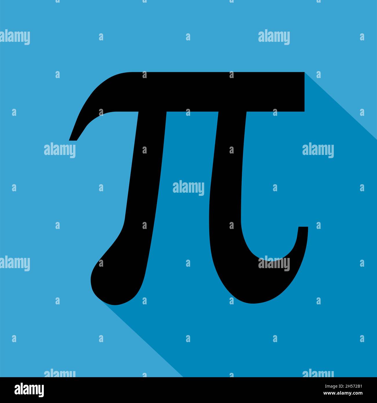 Simbolo matematico Pi, icona della formula geometrica, illustrazione del vettore didattico, pulsante 3,14 . Illustrazione Vettoriale
