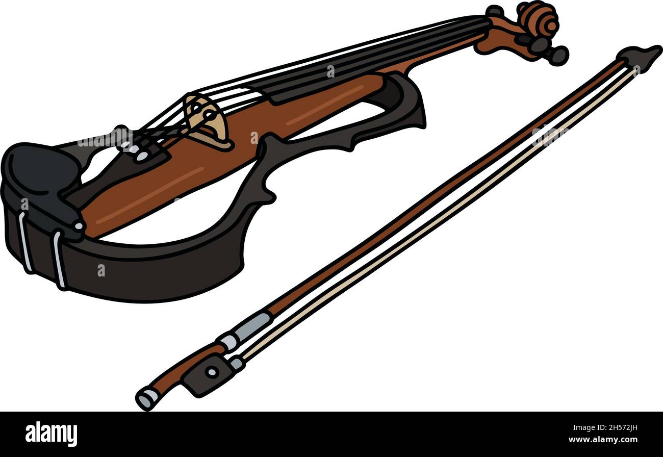 Disegno a mano di un violino elettrico e dell'arco Immagine e Vettoriale -  Alamy