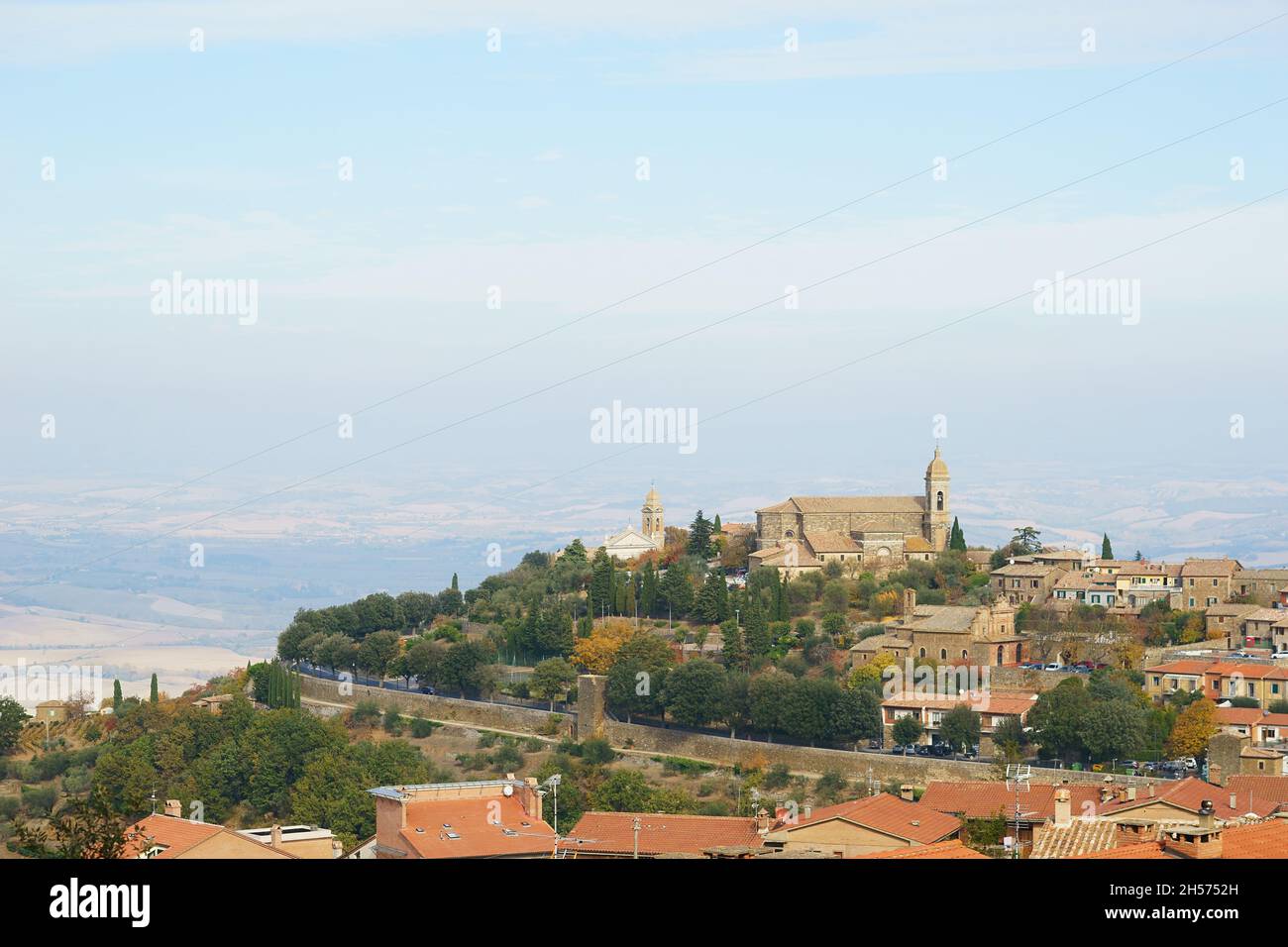 Paesaggio di Montalcino, Siena, Toscana, Italia Foto Stock