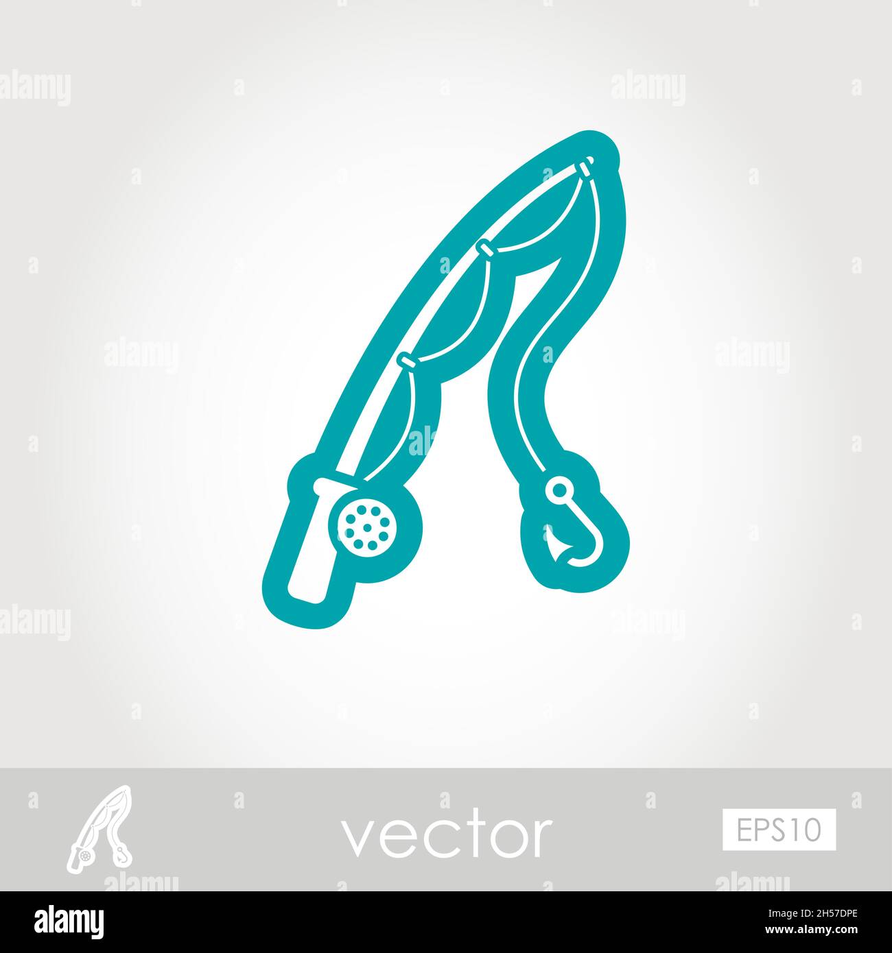 Icona vettore contorno canna da pesca. Spiaggia. Estate. Ora legale. Vacanza. Vacanze, eps 10 Illustrazione Vettoriale