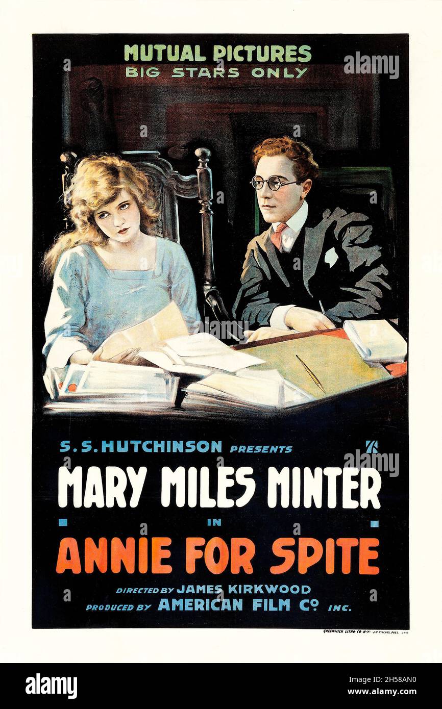 Manifesto di film e film d'epoca: Annie for malgrado (Mutual, 1917) Foto Stock
