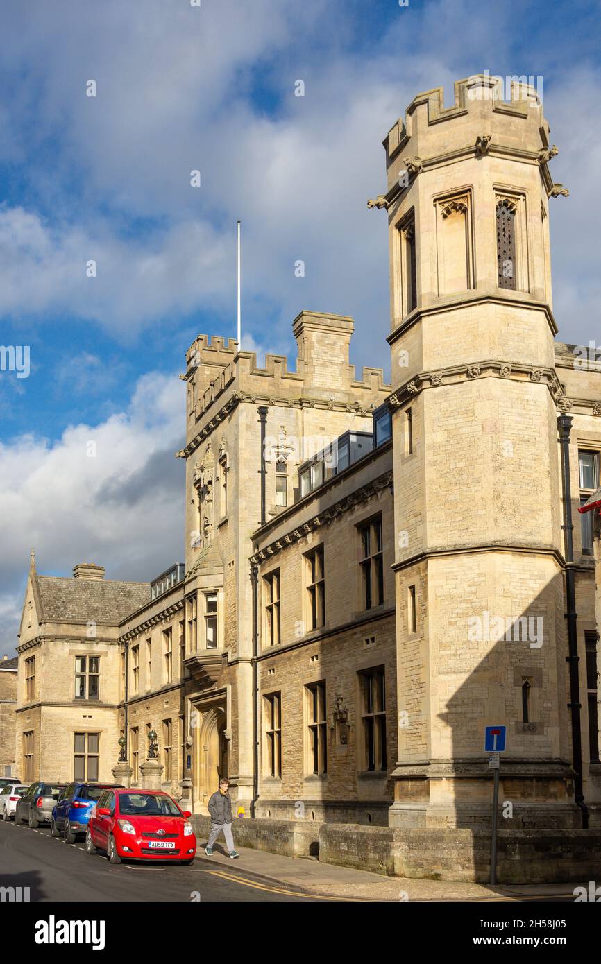 Oudle School Cloisters Building, New Street, Oundle, Northamptonshire, Inghilterra, Regno Unito Foto Stock