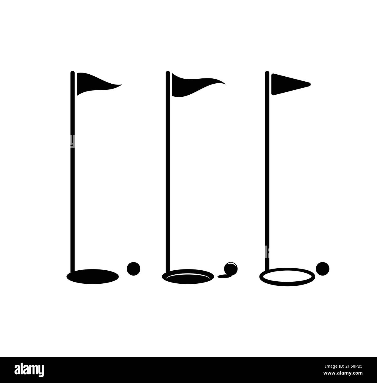 Modello di logo del vettore di bandiera del Golf Club modello di logo del vettore di bandiera del Golf Club. Illustrazione Vettoriale