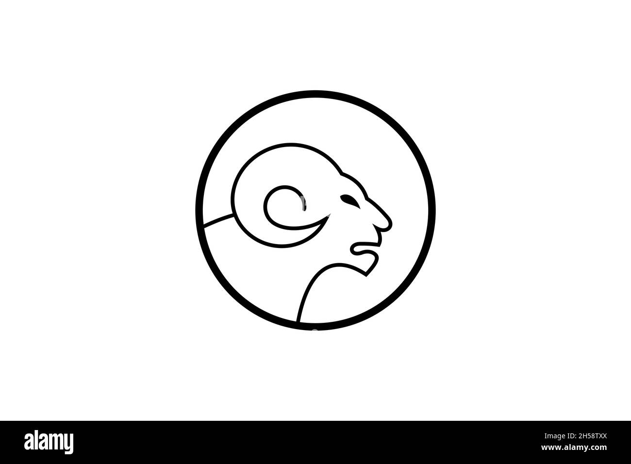 Grafica della linea del logo della testa RAM Illustrazione Vettoriale