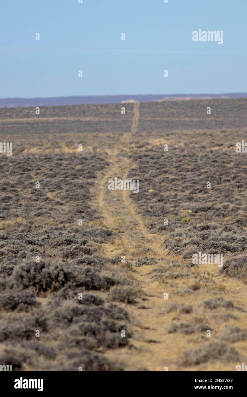 Strada remota e non asfaltata attraverso il deserto Rosso del Wyoming Foto Stock