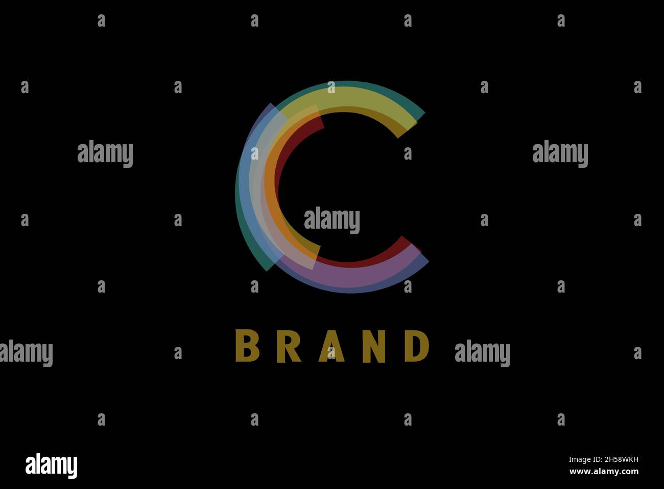 Astratto colorato lettera C logo. Logo lettera C con design a colori trasparente. Logo moderno e creativo della tecnologia digitale. Illustrazione Vettoriale