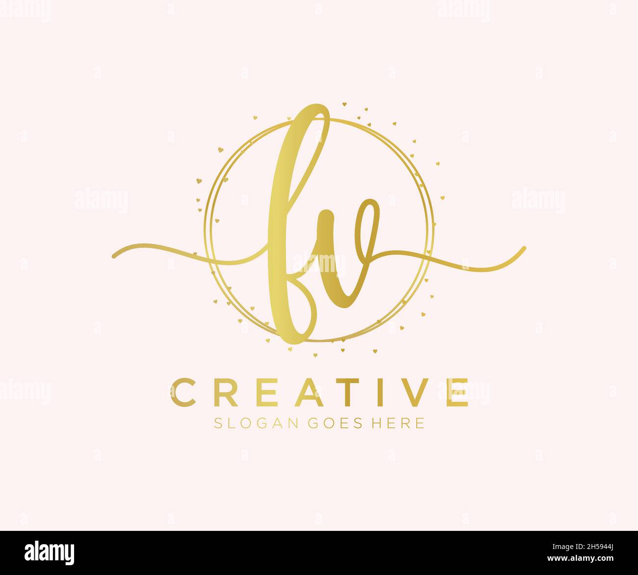 Logo FV femminile. Utilizzabile per la natura, salone, centro benessere, cosmetici e loghi di bellezza. Elemento modello di disegno con logo a vettore piatto. Illustrazione Vettoriale