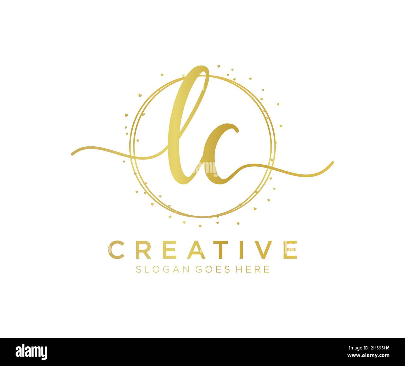 Logo LC femminile. Utilizzabile per la natura, salone, centro benessere, cosmetici e loghi di bellezza. Elemento modello di disegno con logo a vettore piatto. Illustrazione Vettoriale