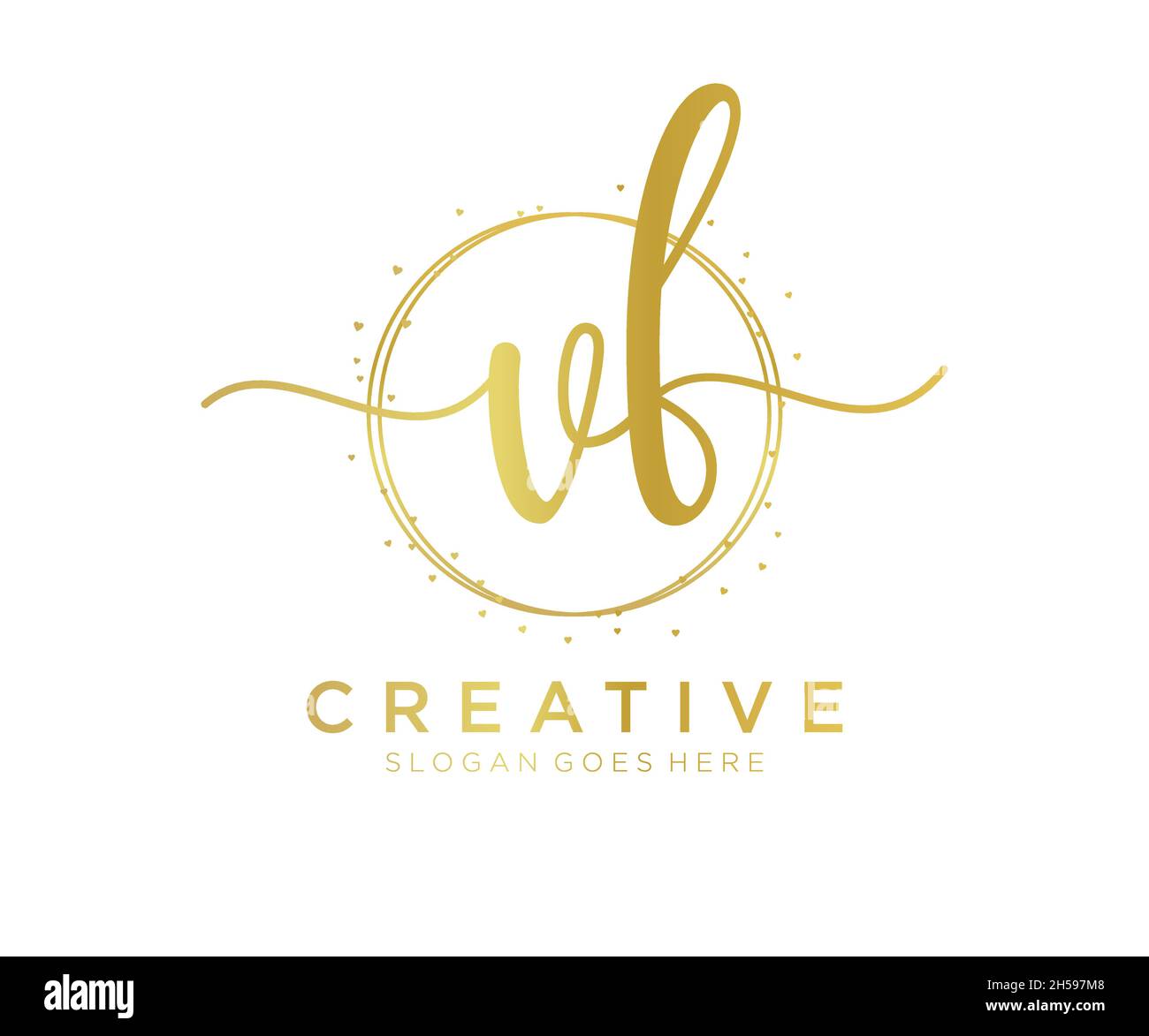 Logo VF femminile. Utilizzabile per la natura, salone, centro benessere, cosmetici e loghi di bellezza. Elemento modello di disegno con logo a vettore piatto. Illustrazione Vettoriale