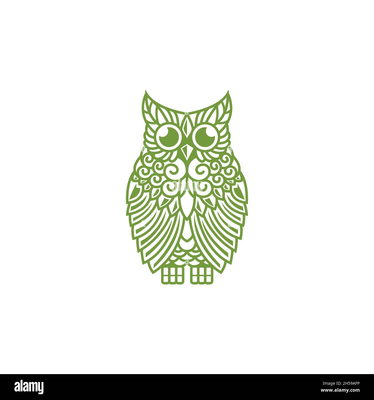 illustrazione del logo. forma del logo come un gufo con semplice stile line art. Illustrazione Vettoriale