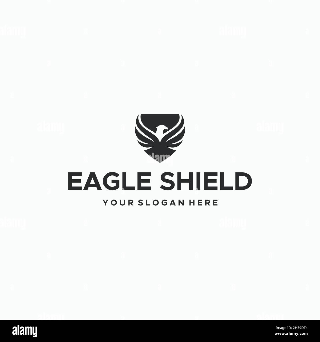 Design minimalista con logo EAGLE SHIELD Illustrazione Vettoriale