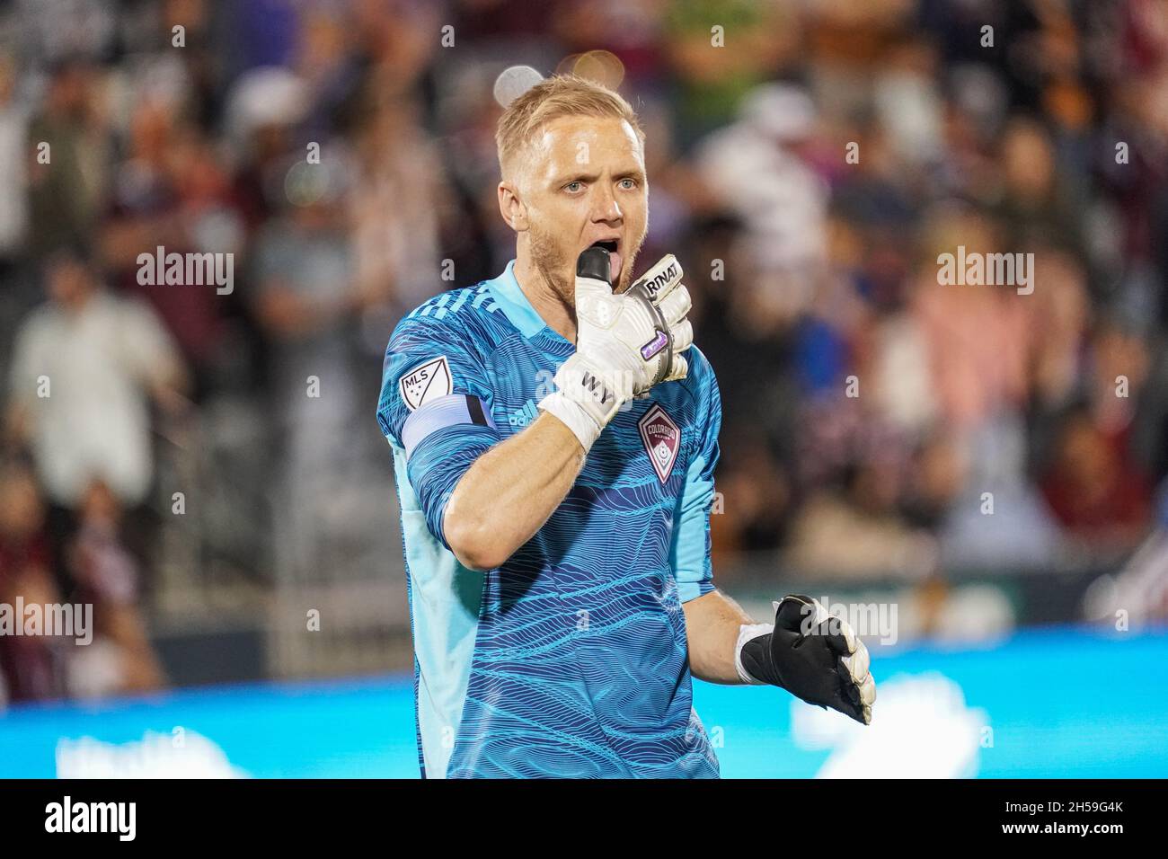 Denver, Colorado, USA, 7 novembre 2021, Colorado Rapids Goalkeeper William Yarbrough #22 al Dick’s Sporting Goods Park (Photo Credit: Marty Jean-Louis) Credit: Marty Jean-Louis/Alamy Live News Foto Stock