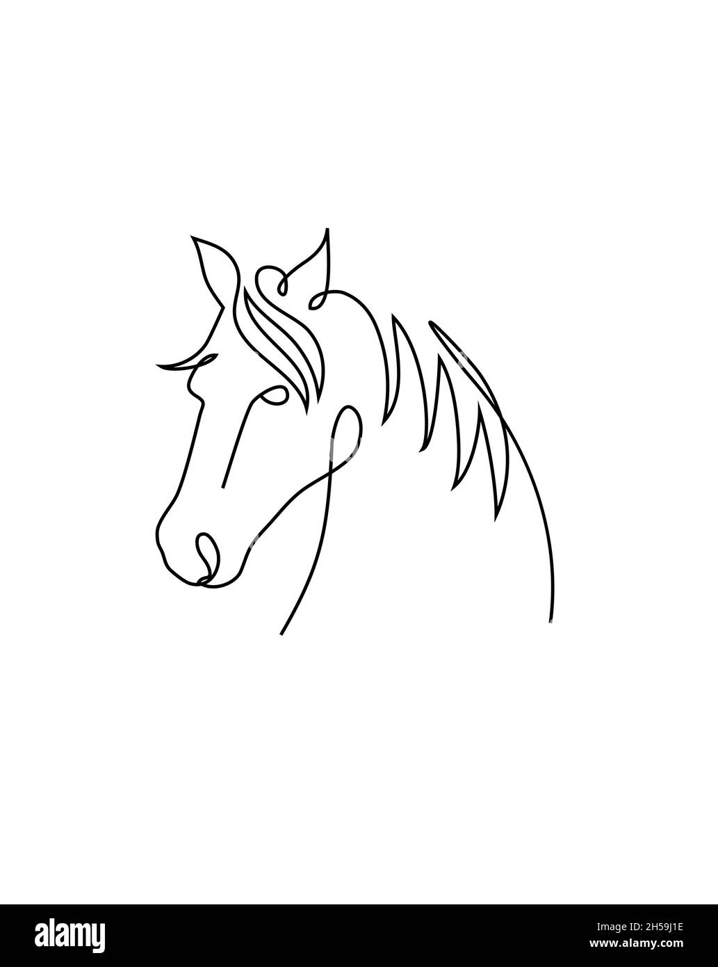 Un disegno a linea continua di Horse, disegno grafico dinamico a linea singola disegno vettoriale Illustrazione Vettoriale