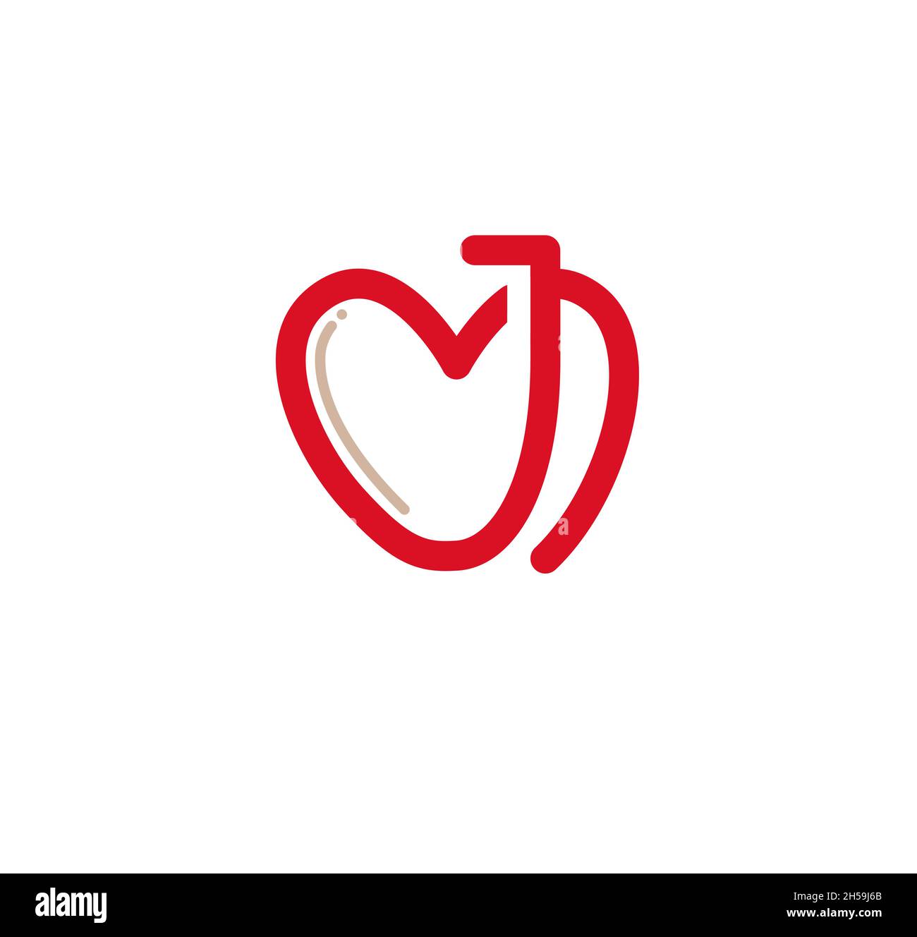 Illustrazione semplice e pulita Logo Initial Mono linea j con cuore, lettera j cuore amore logo icona Illustrazione Vettoriale