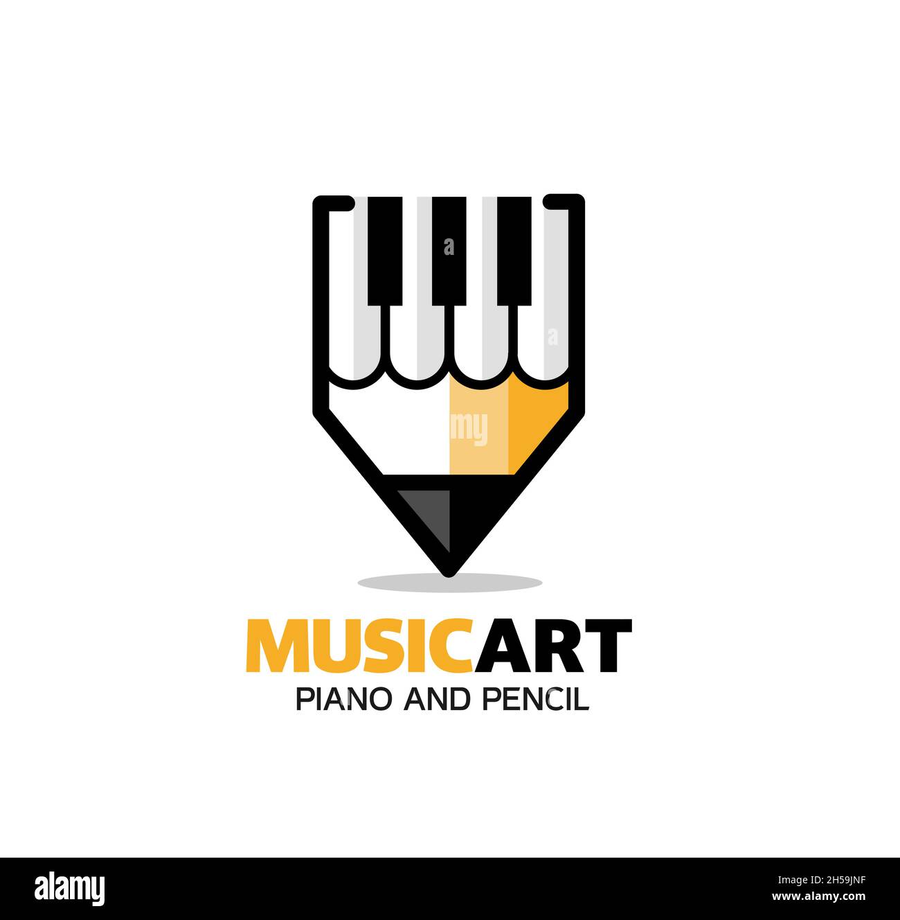 Pianoforte tastiera simboli matita Abstract Music Stock Vector, musica arte vettore logo concetto Illustrazione Vettoriale