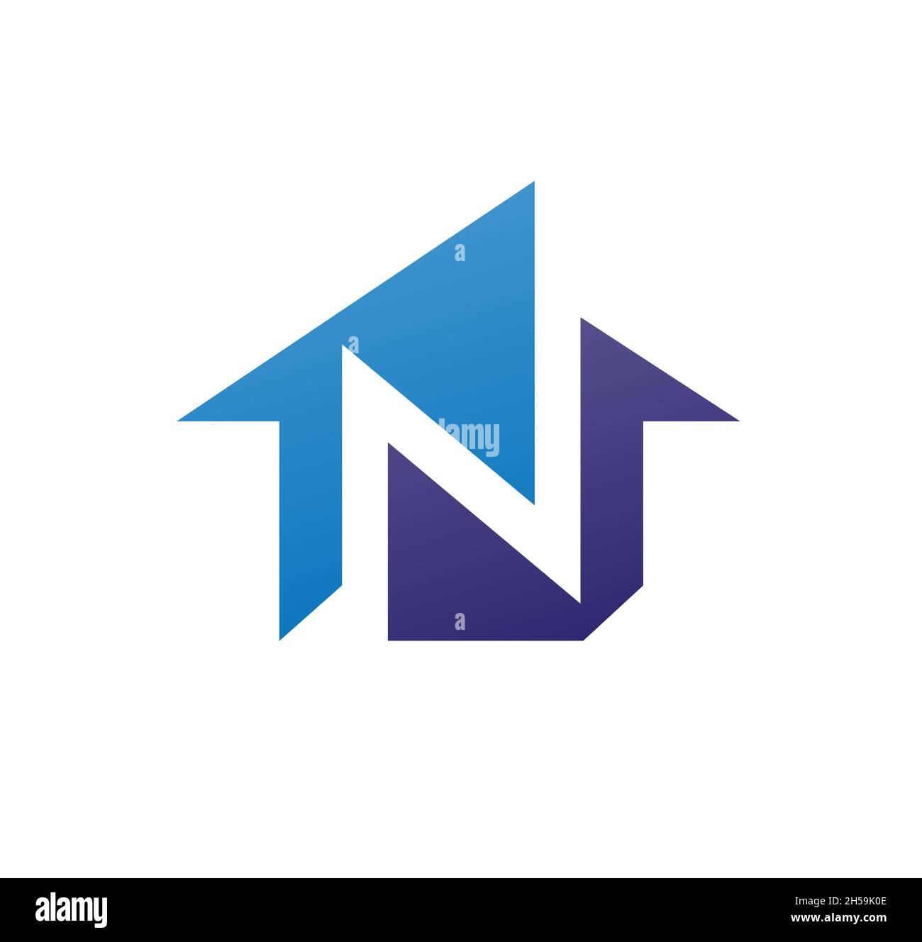 Lettera n casa logo, icona logo per il settore delle costruzioni, con la combinazione delle iniziali N Illustrazione Vettoriale