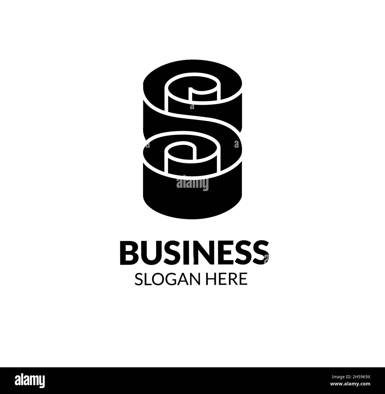 carta in rotolo come illustrazione del simbolo del logo a colori dello spazio negativo della lettera Illustrazione Vettoriale