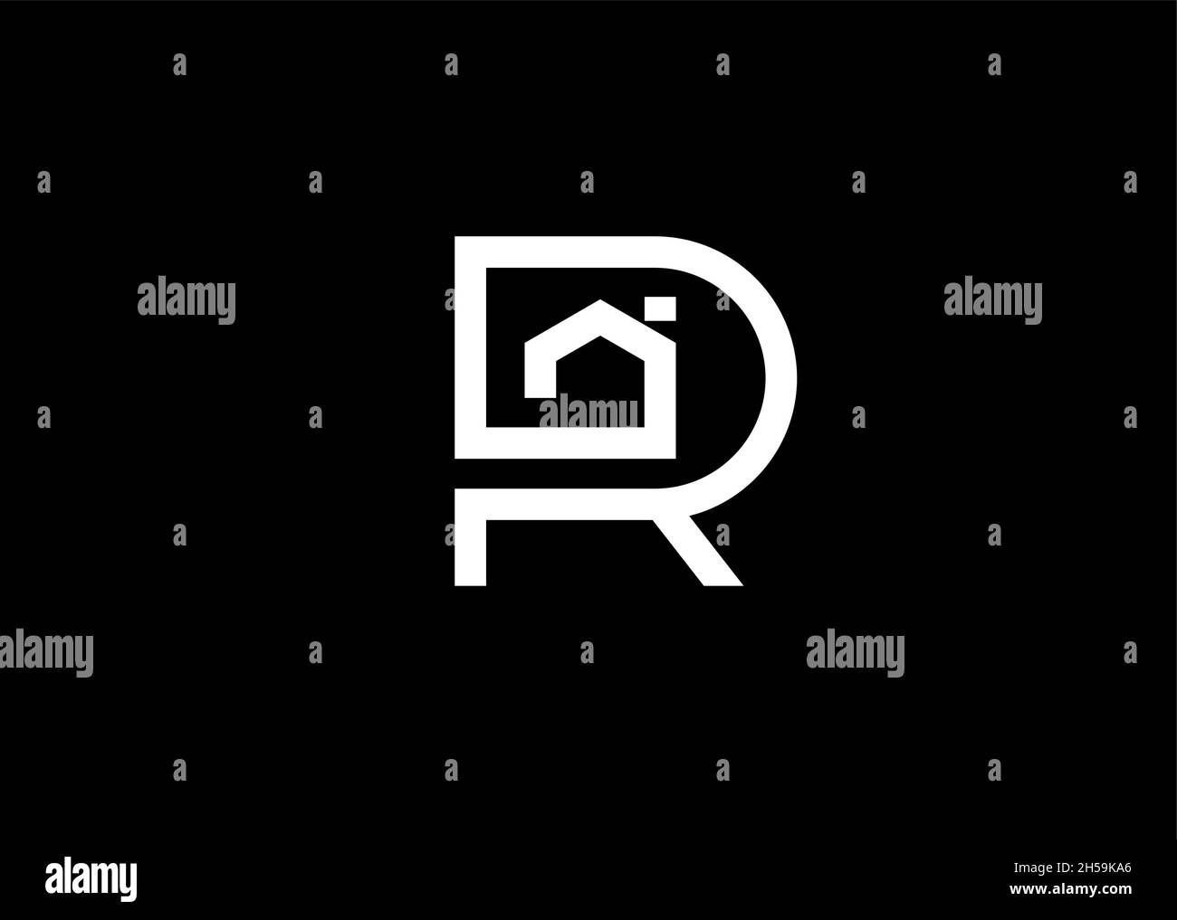 Logo minimalista House R Letter. Logo Real Estate Architecture Construction Illustrazione Vettoriale