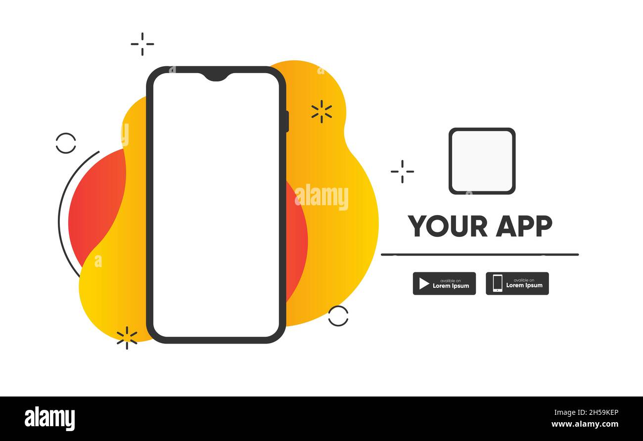 Promo dell'applicazione per smartphone per scaricare la pagina di destinazione dell'app. Foto Stock