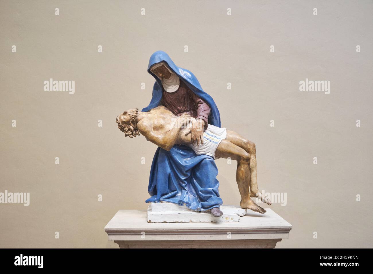 La scultura di terra cotta Pieta di Giovanni della Robbia. Alla National Gallery of Art di Washington DC. Foto Stock