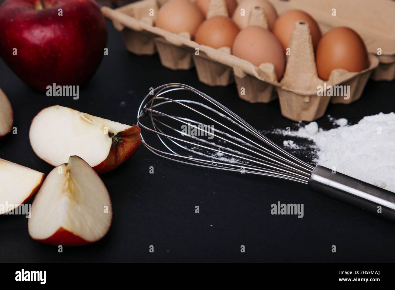 ingredienti della torta di mele Foto Stock