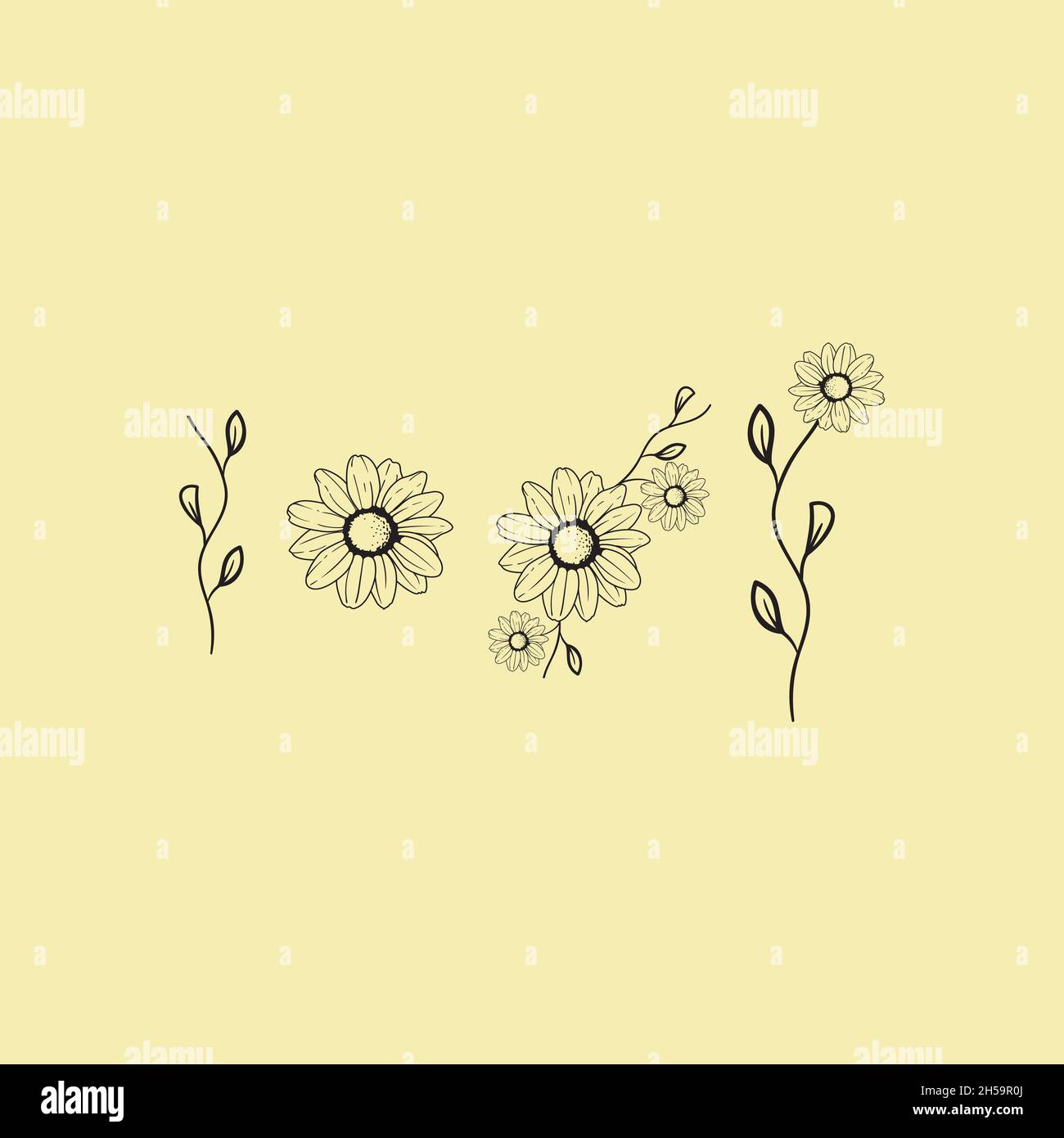 contiene diversi motivi floreali con stili diversi. Illustrazione Vettoriale