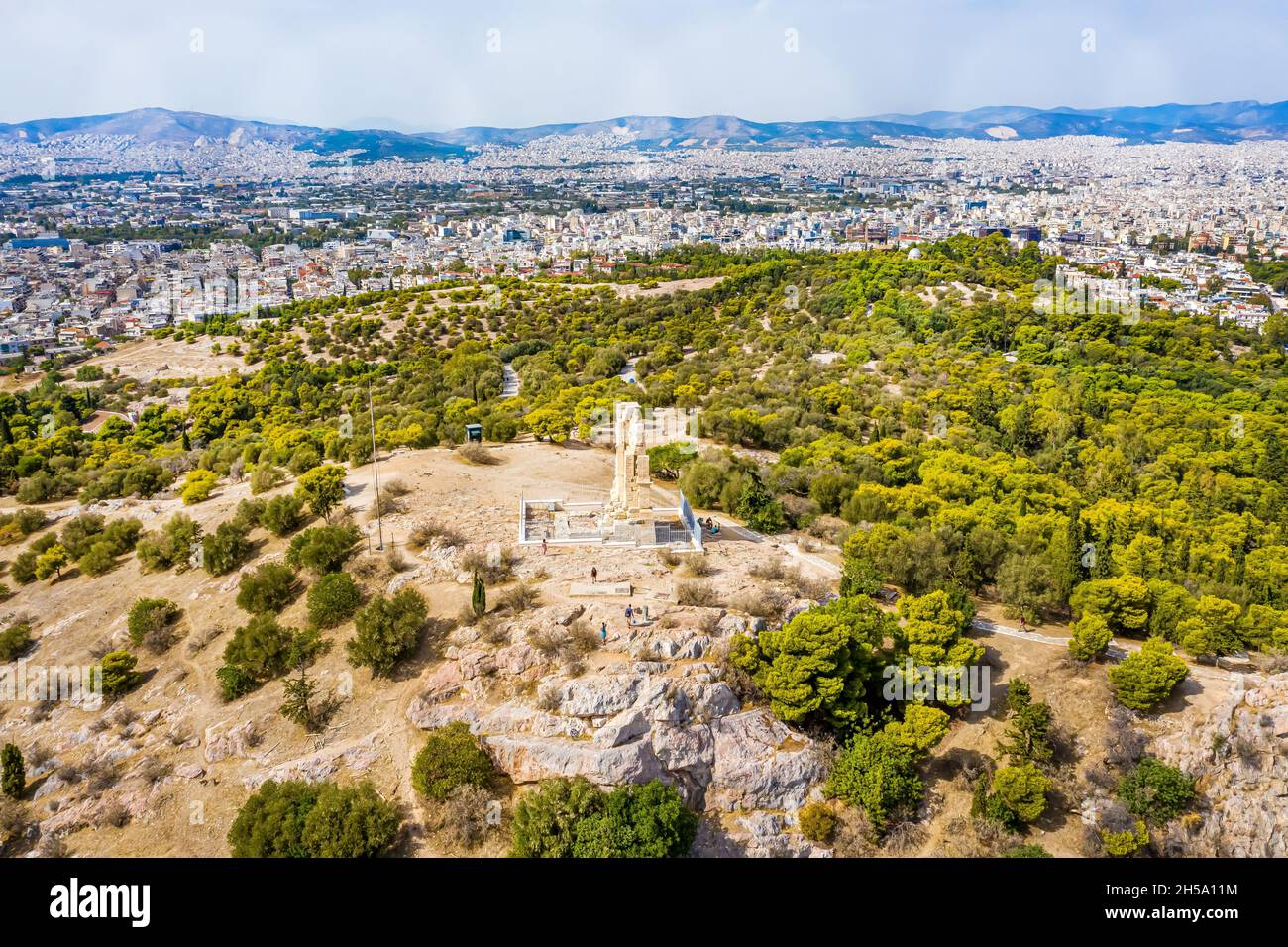 Schulbleden aus der Luft | Luftbildaufnahmen von Athen Foto Stock