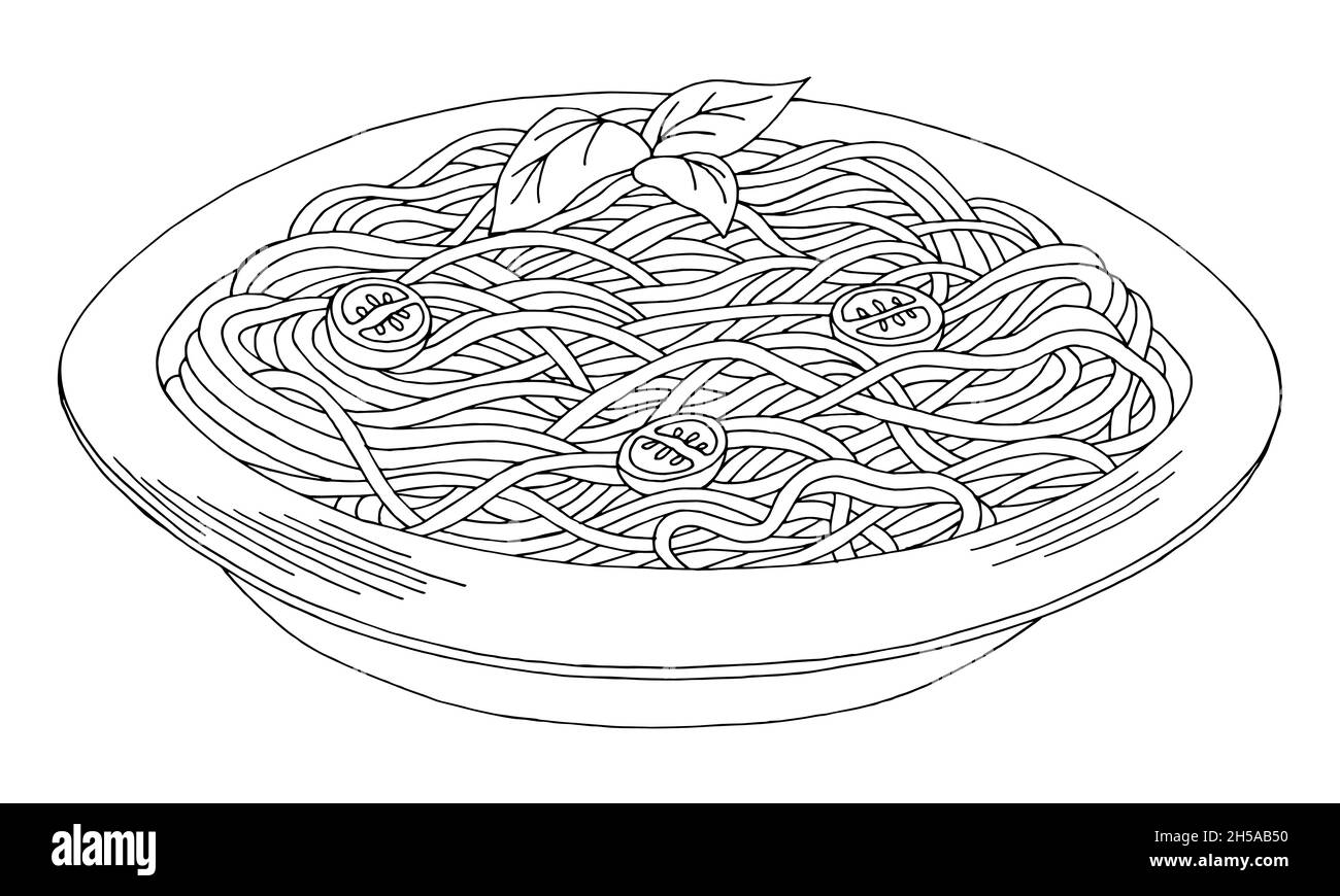 Pasta grafica bianco nero isolato disegno vettore Illustrazione Vettoriale