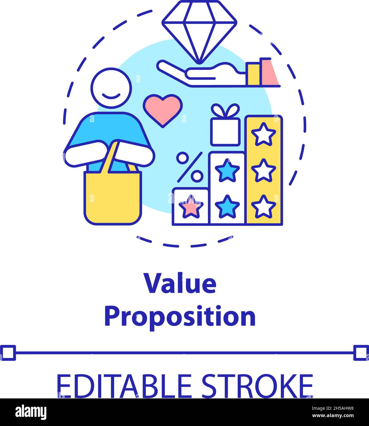Icona del concetto di proposta di valore Illustrazione Vettoriale