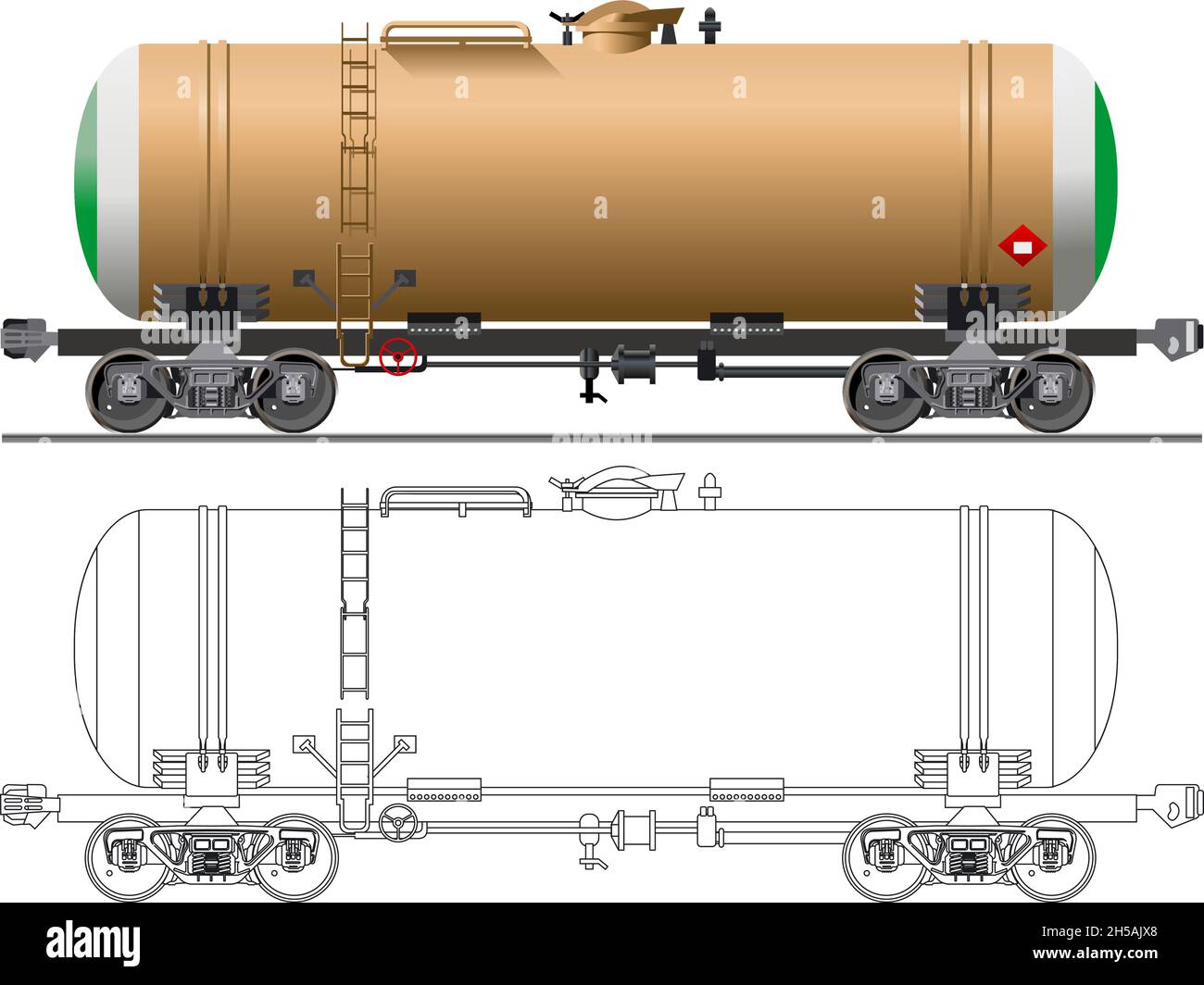 Petrolio / benzina ferrovia autocisterna auto disponibile EPS-8 formato vettoriale separato da gruppi per una facile modifica Illustrazione Vettoriale