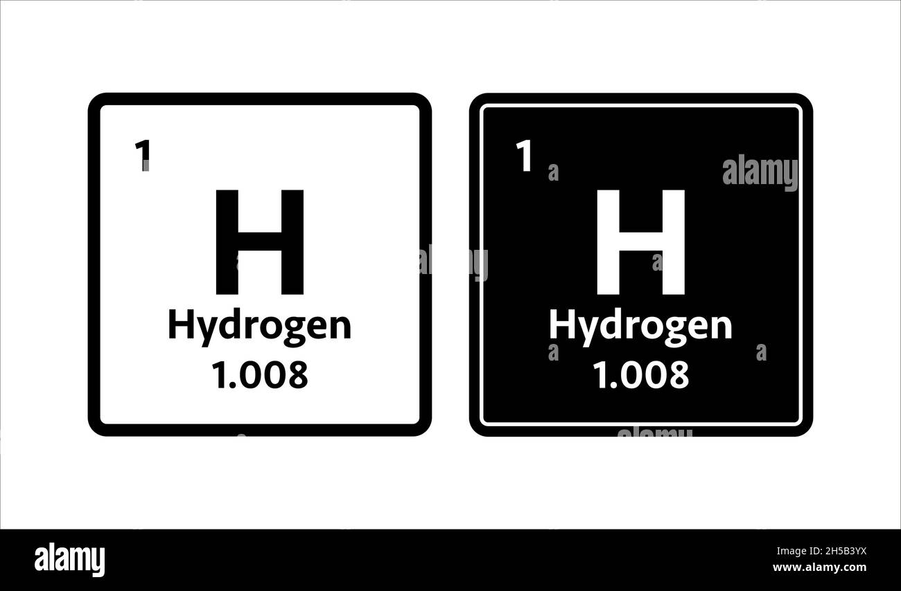 Simbolo dell'idrogeno. Elemento chimico della tabella periodica. Illustrazione dello stock vettoriale. Illustrazione Vettoriale
