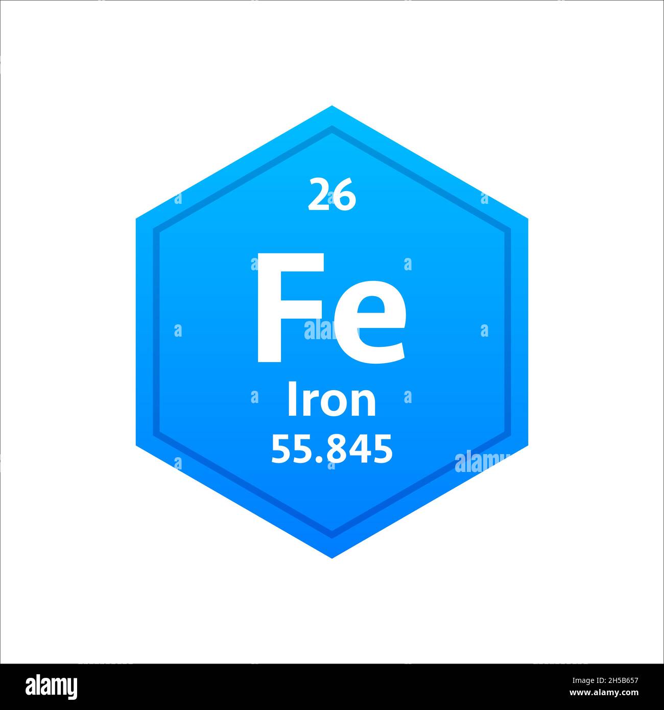 Simbolo del ferro. Elemento chimico della tabella periodica. Illustrazione dello stock vettoriale. Illustrazione Vettoriale