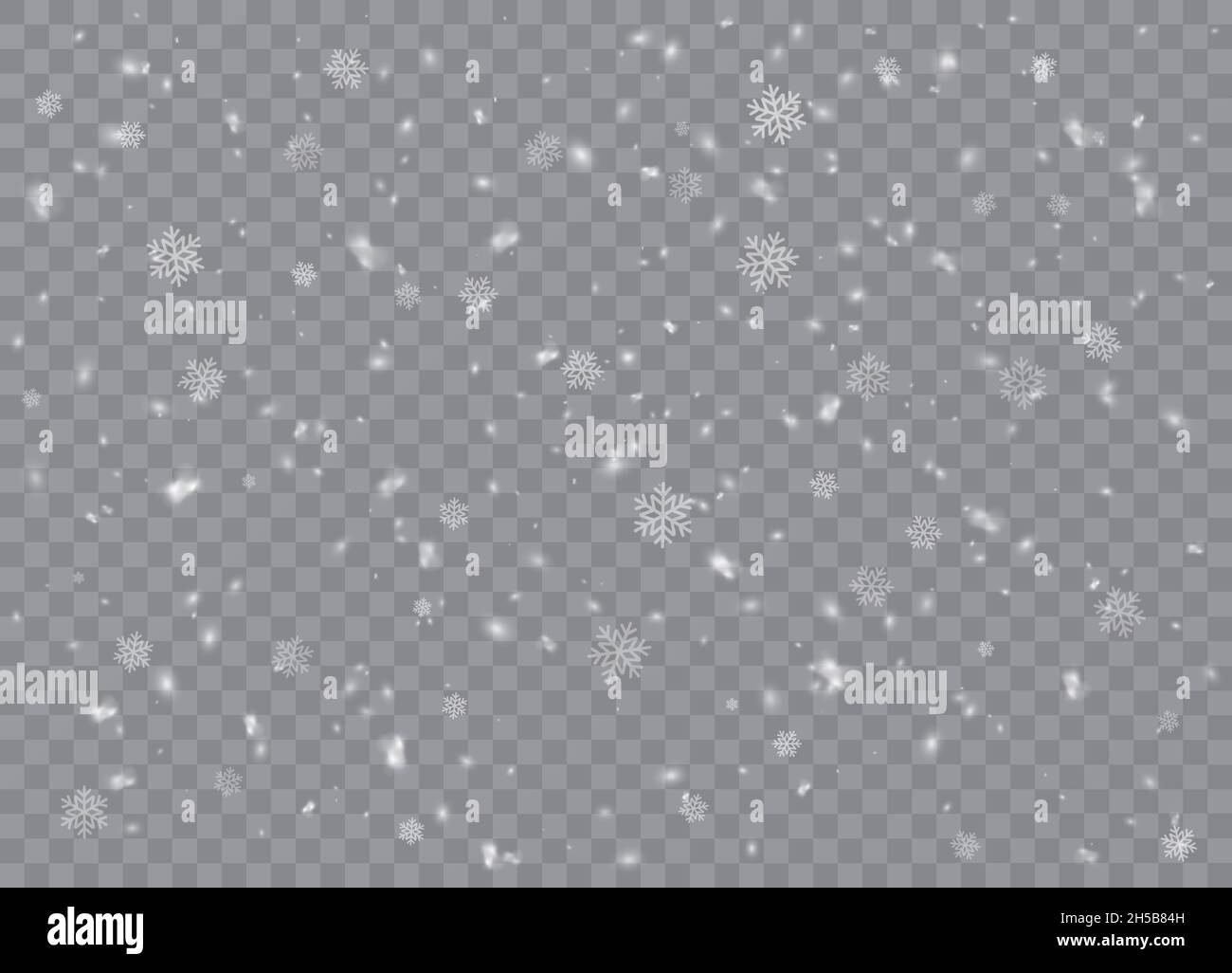 La caduta. I fiocchi di neve, neve sfondo, fiocchi di neve. Neve natalizia per il nuovo anno. La nevicata, fiocchi di neve in diverse forme e forme. Vettore Illustrazione Vettoriale