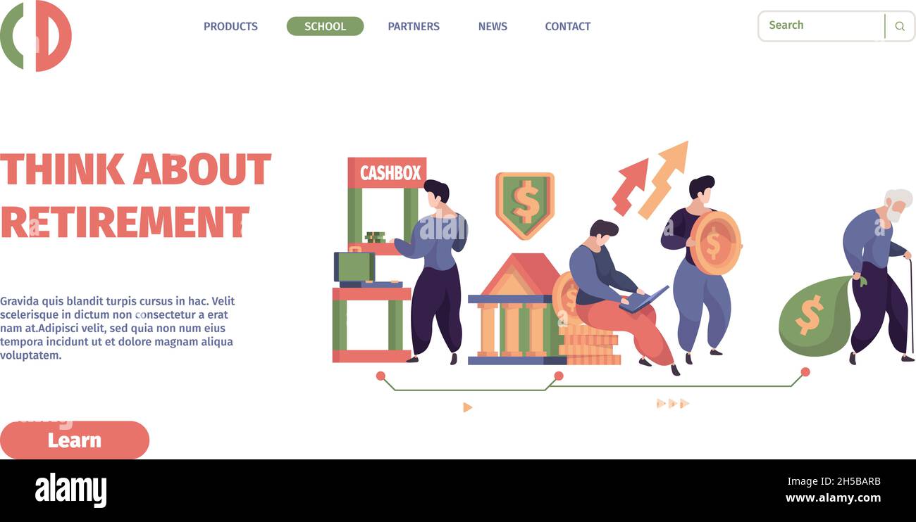 Atterraggio dei pagamenti sociali. Deposito bancario cassaforte servizio finanziario Garish vettore modello di pagina web Illustrazione Vettoriale