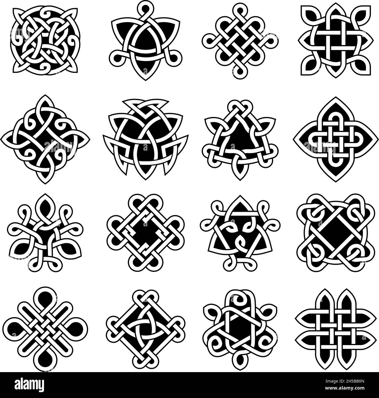 trinità celtica. Antichi simboli geometrici nodi celtici tatuaggio cristiano vettore set recente Illustrazione Vettoriale