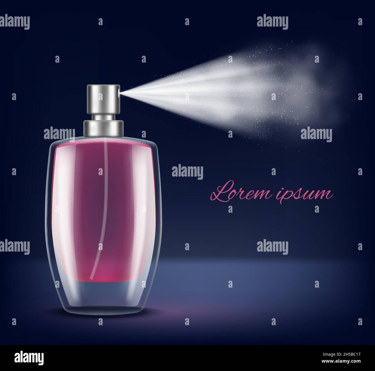 Spray cosmetico. Vapore di bellezza da bottiglia dignitoso vettore illustrazioni realistiche Illustrazione Vettoriale