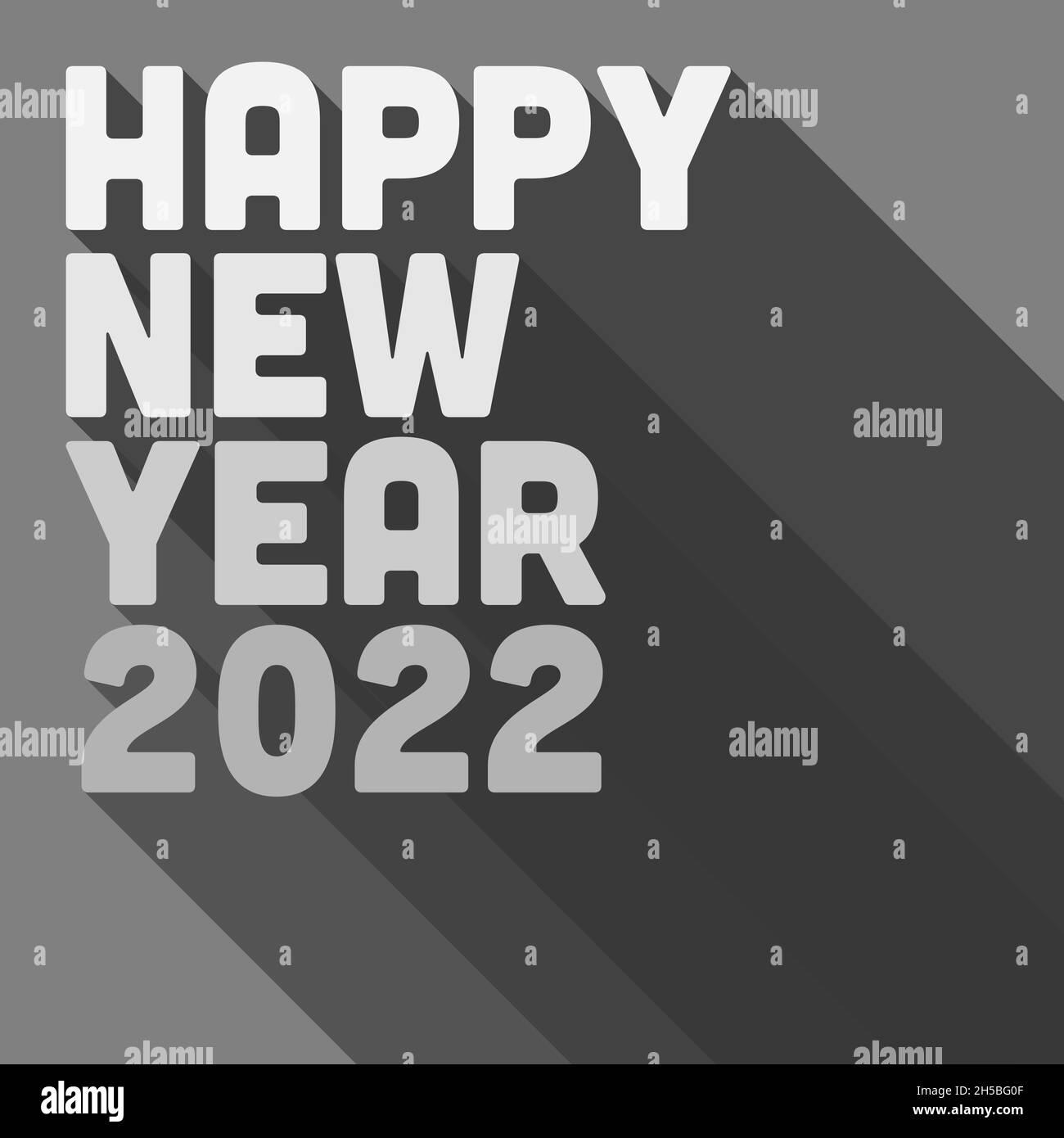 Adesivo o biglietto d'auguri per l'anno felice 2022 con testo e ombra, illustrazione vettoriale Illustrazione Vettoriale