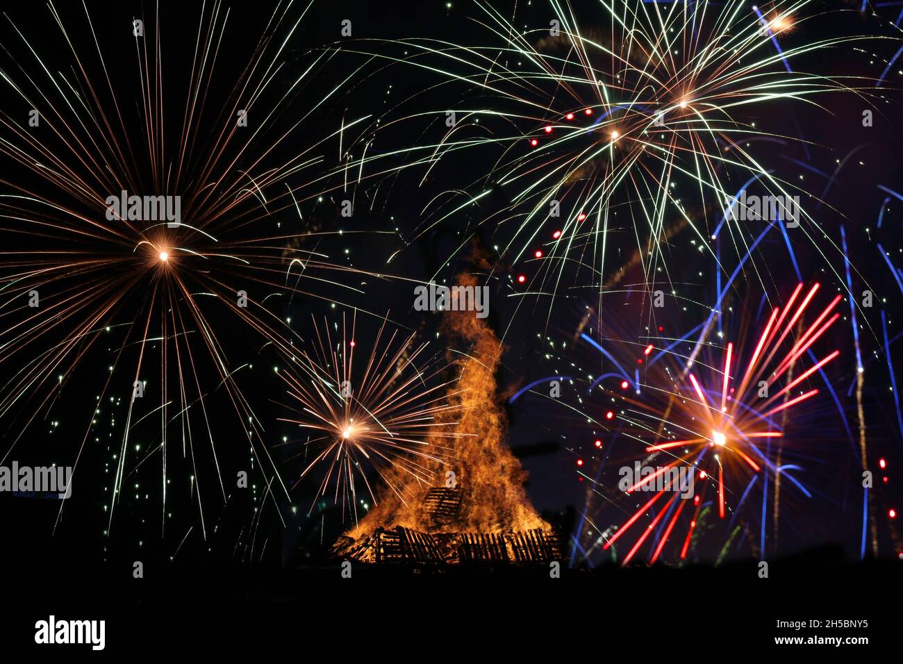 Harlow Town esposizione annuale fuochi d'artificio 2021 Foto Stock