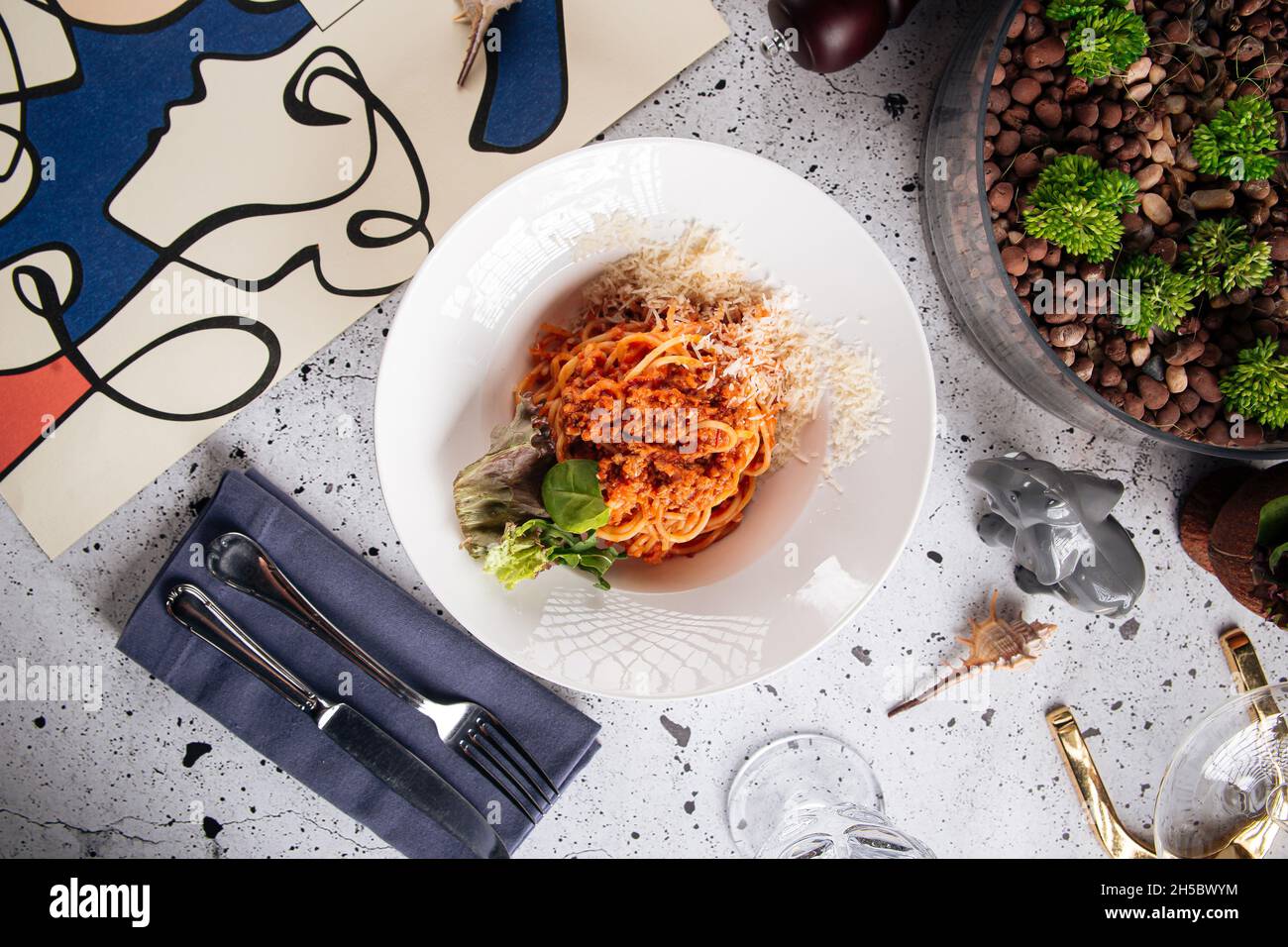 Gourmet spaghetti bolognese classico italiano Foto Stock