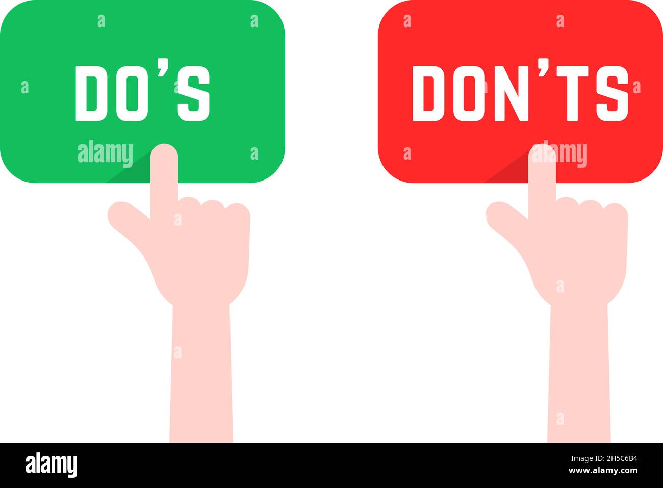 fare clic sul pulsante finger like do s e don ts Illustrazione Vettoriale