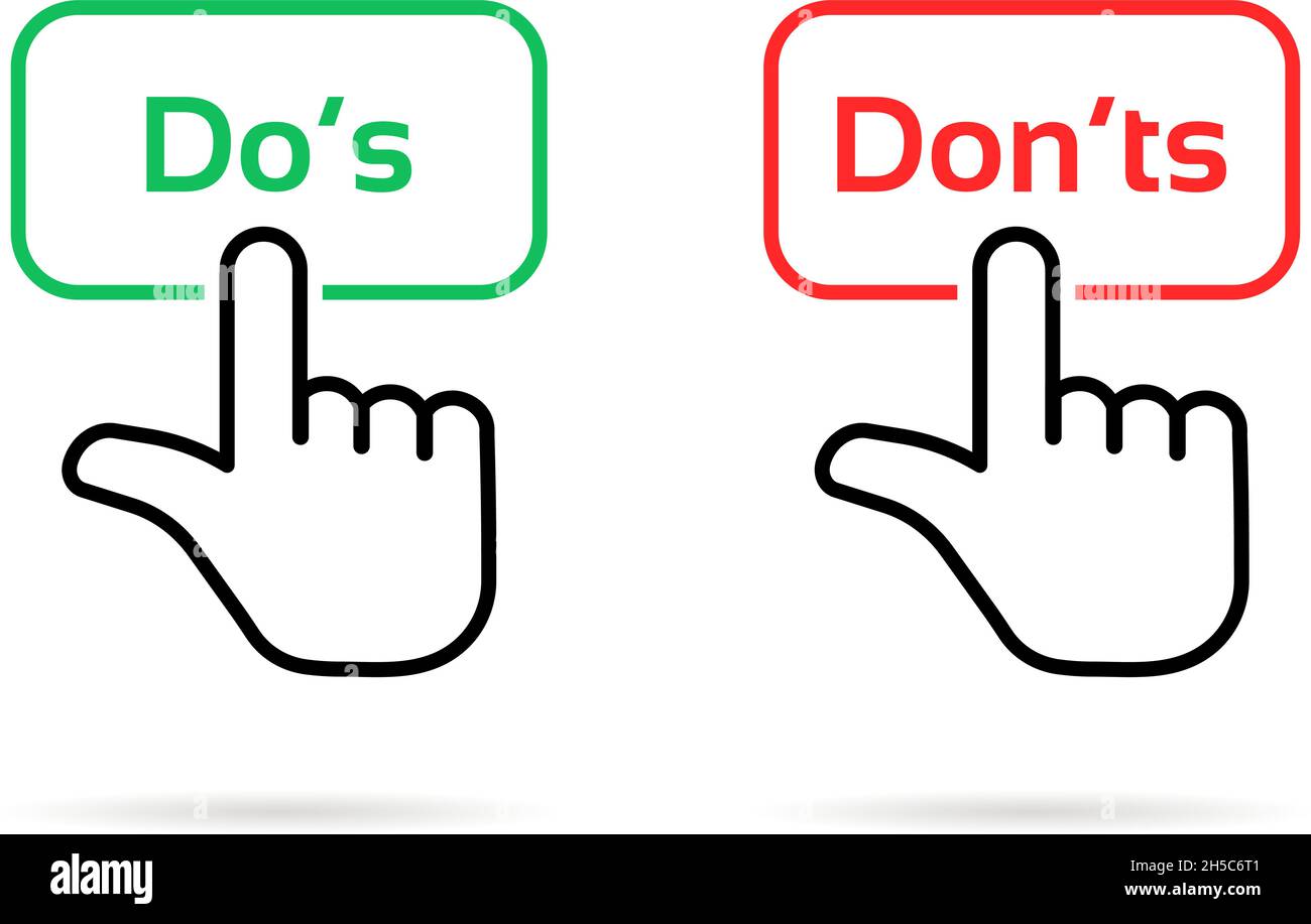 fare clic sul pulsante linear do s e don ts (operazioni lineari) Illustrazione Vettoriale