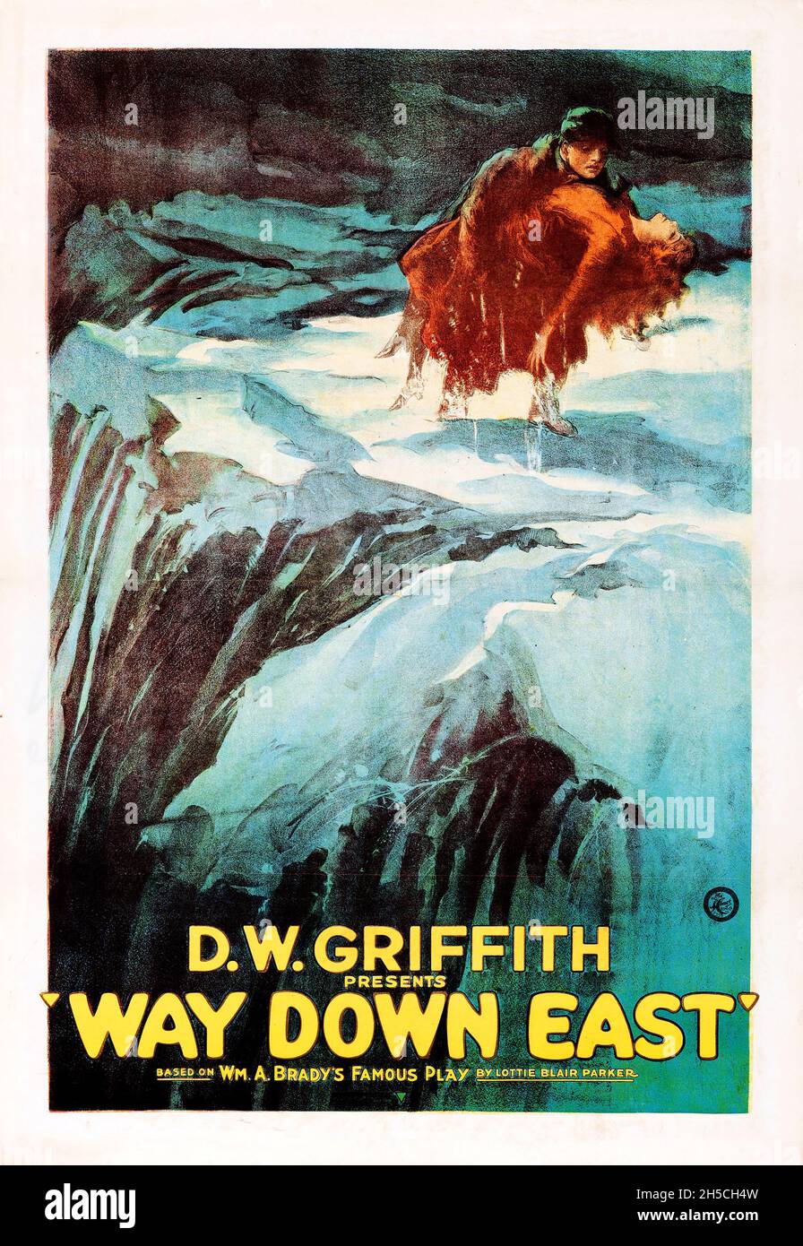 Manifesto vintage del film: Way Down East (United Artists, 1920) presentato da D.W. Griffith. Foto Stock