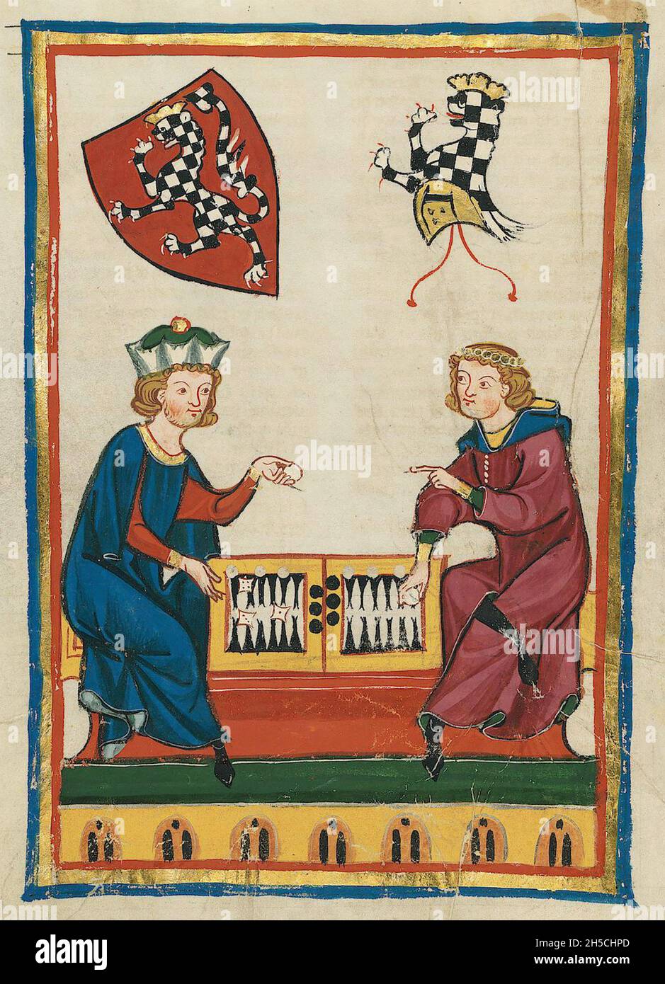 CODEX MANESSE un manoscritto tedesco dell'inizio alla metà del XIV secolo contenente canzoni e raffiguranti la vita medievale. Foto Stock