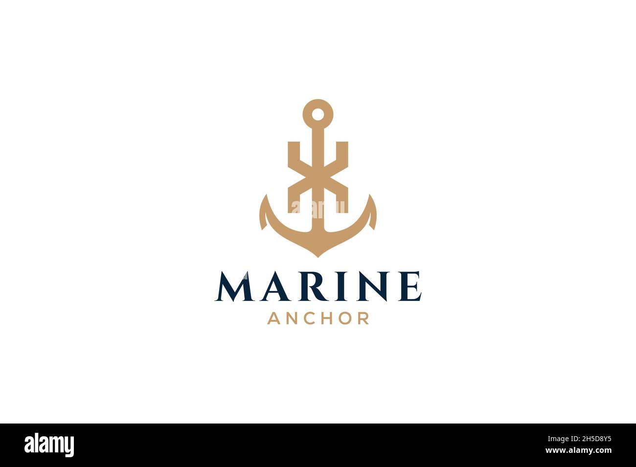 Monogramma lettera X, logotipo di ancoraggio. Logo dello yacht club, marittimo Illustrazione Vettoriale